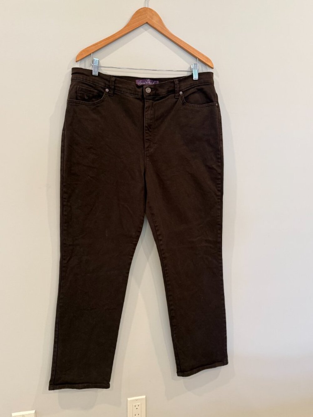 Dark Brown Denim Jeans Gloria Vanderbilt Amanda Size 18 - Picture 2 of 8